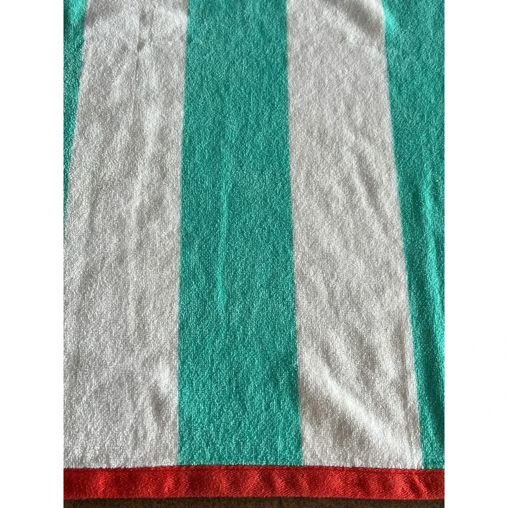 St Tropez West Beach Towel Unisex OS Teal White Striped Very Good Cabana‎ Cotton